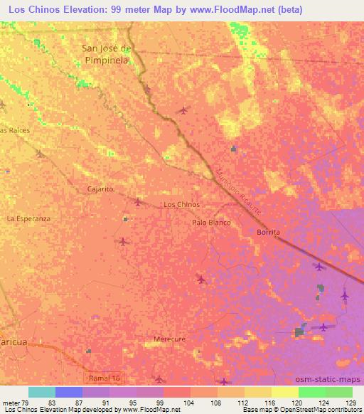 Los Chinos,Venezuela Elevation Map