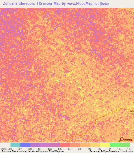 Zunqaha,Sudan Elevation Map
