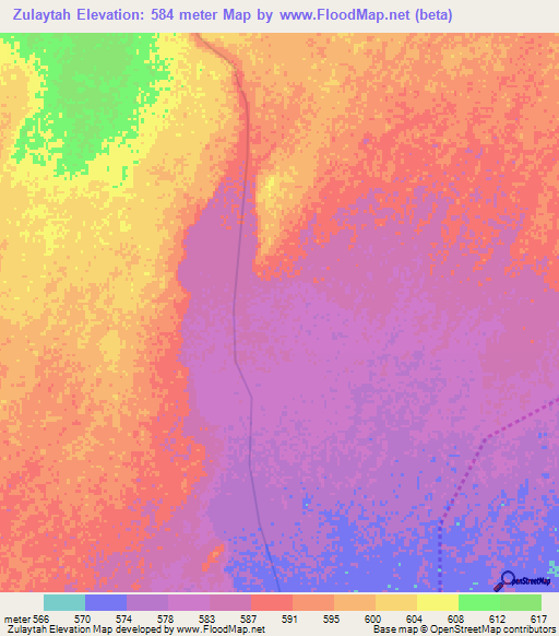 Zulaytah,Sudan Elevation Map
