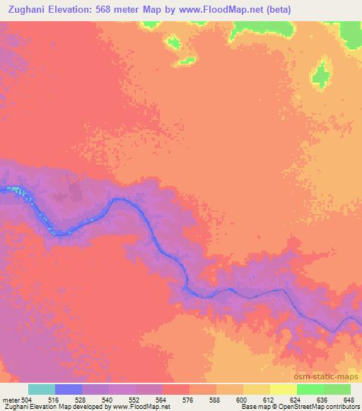 Zughani,Sudan Elevation Map
