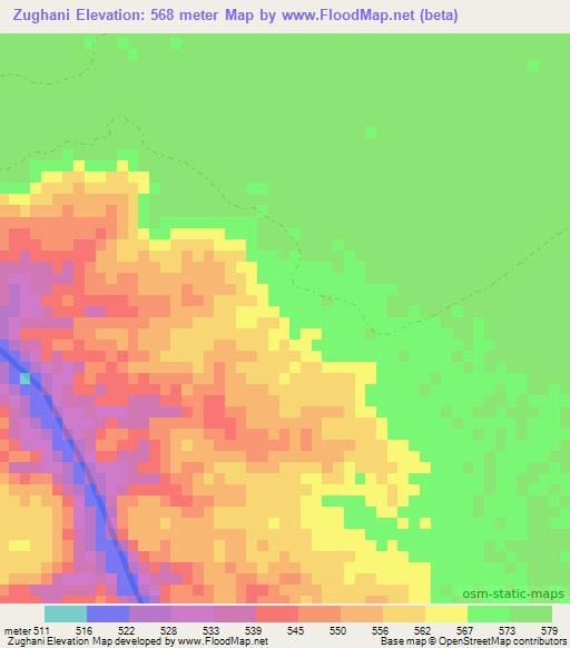 Zughani,Sudan Elevation Map