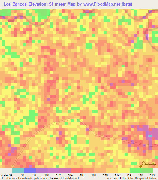 Los Bancos,Venezuela Elevation Map