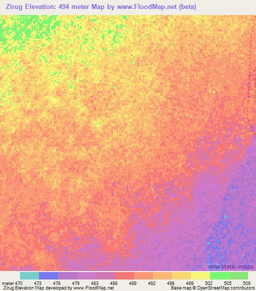Zirug,Sudan Elevation Map