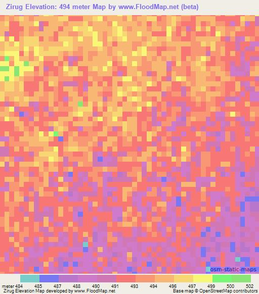 Zirug,Sudan Elevation Map