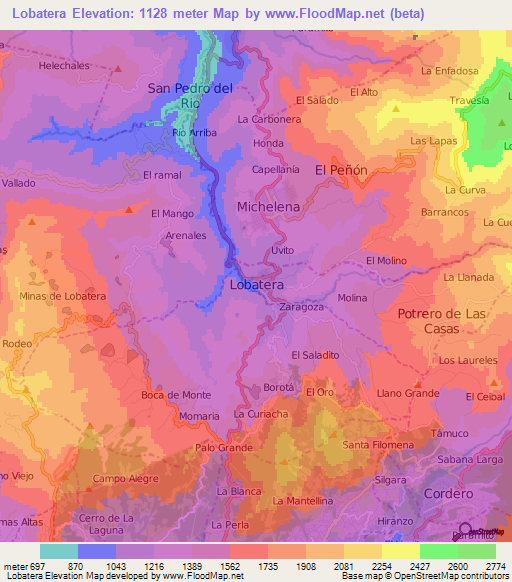Lobatera,Venezuela Elevation Map