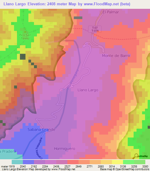Llano Largo,Venezuela Elevation Map