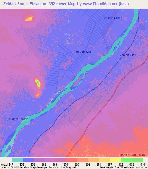 Zeidab South,Sudan Elevation Map