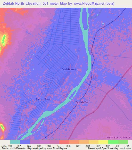 Zeidab North,Sudan Elevation Map