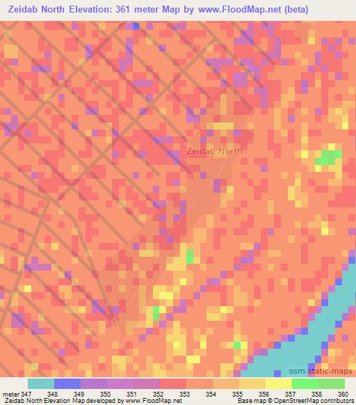 Zeidab North,Sudan Elevation Map