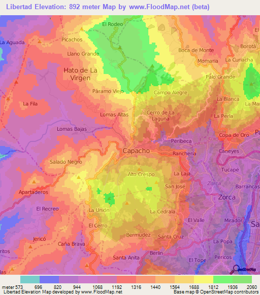 Libertad,Venezuela Elevation Map