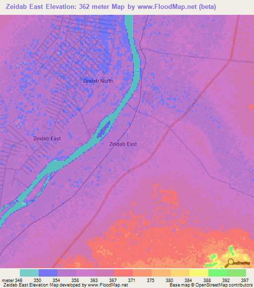 Zeidab East,Sudan Elevation Map
