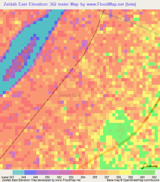 Zeidab East,Sudan Elevation Map