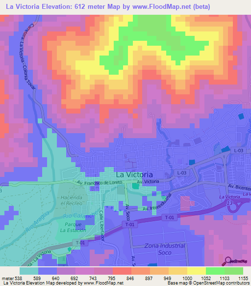 La Victoria,Venezuela Elevation Map