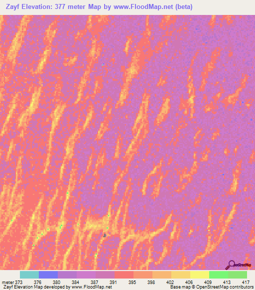 Zayf,Sudan Elevation Map