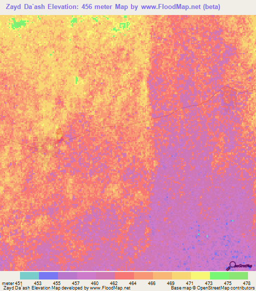 Zayd Da`ash,Sudan Elevation Map