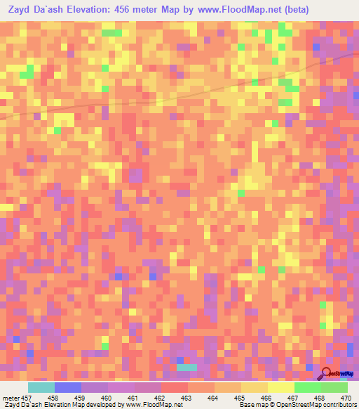 Zayd Da`ash,Sudan Elevation Map