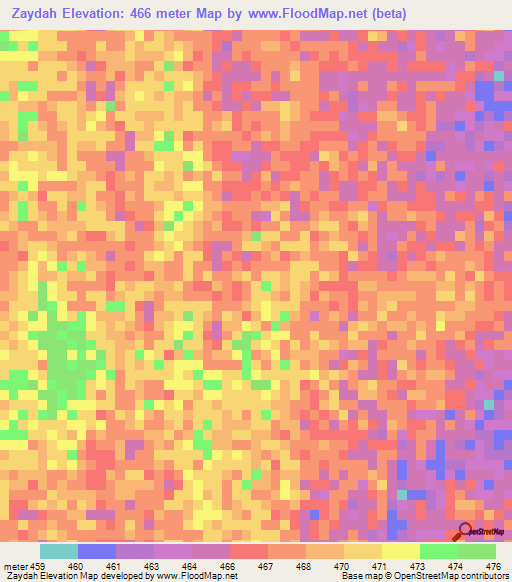 Zaydah,Sudan Elevation Map