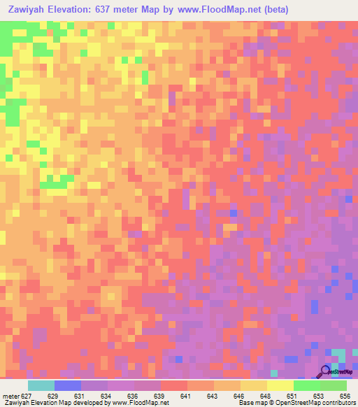 Zawiyah,Sudan Elevation Map