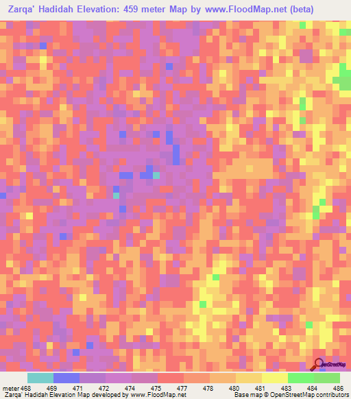 Zarqa' Hadidah,Sudan Elevation Map