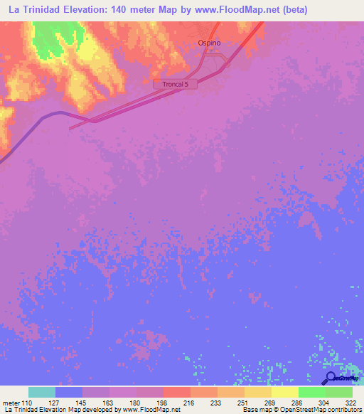 La Trinidad,Venezuela Elevation Map