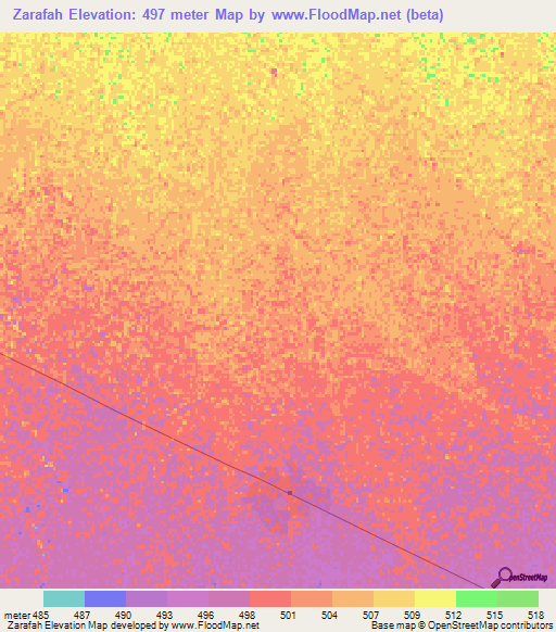 Zarafah,Sudan Elevation Map