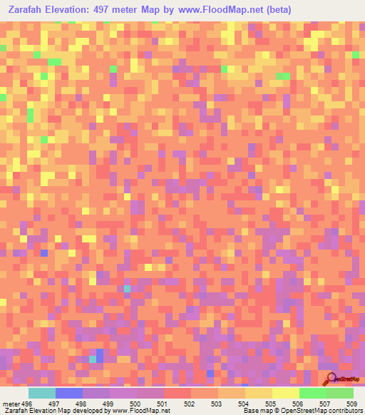 Zarafah,Sudan Elevation Map
