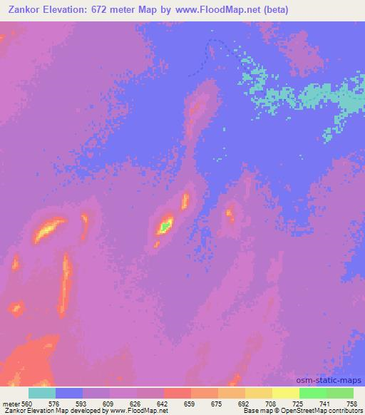 Zankor,Sudan Elevation Map