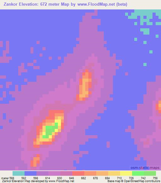 Zankor,Sudan Elevation Map