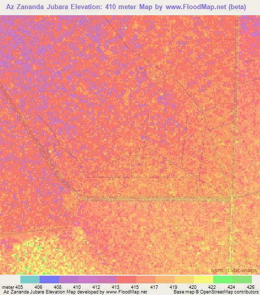 Az Zananda Jubara,Sudan Elevation Map