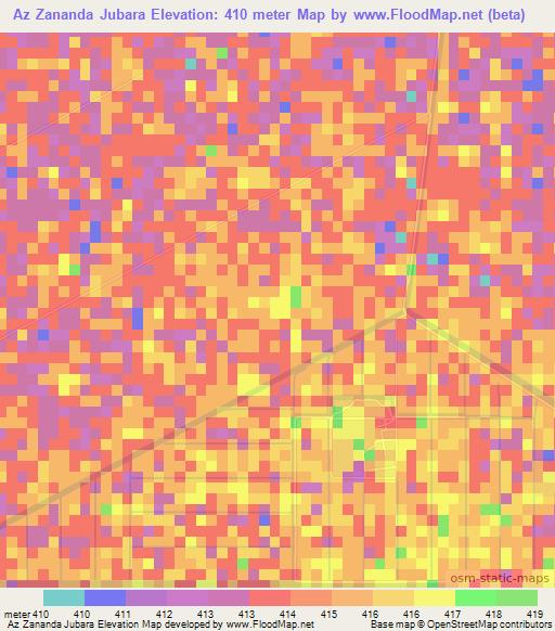 Az Zananda Jubara,Sudan Elevation Map