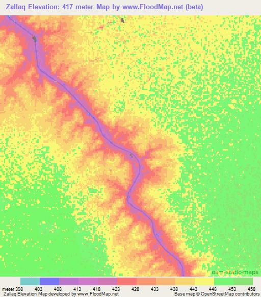 Zallaq,Sudan Elevation Map