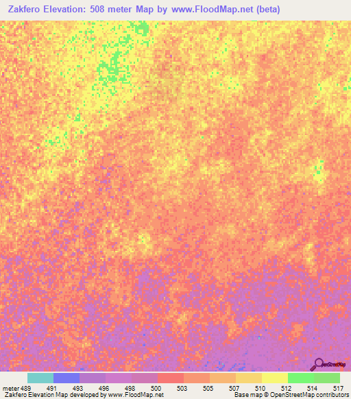 Zakfero,Sudan Elevation Map