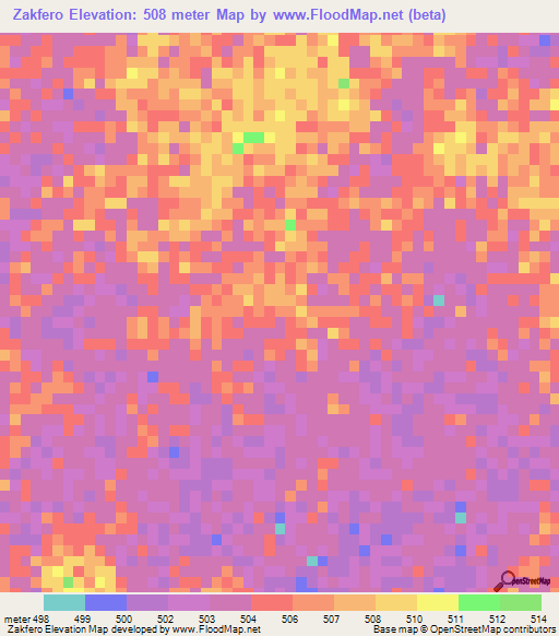 Zakfero,Sudan Elevation Map