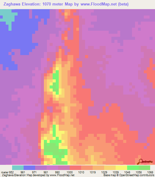 Zaghawa,Sudan Elevation Map
