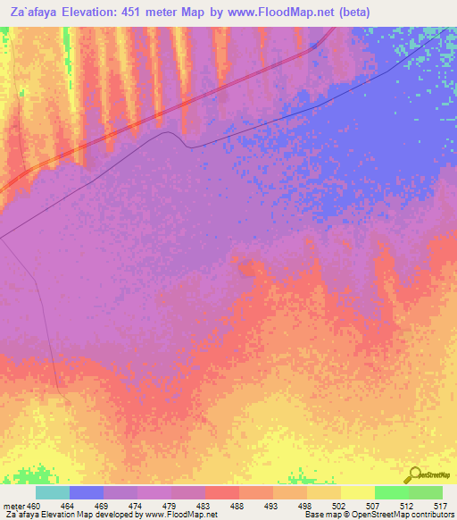 Za`afaya,Sudan Elevation Map