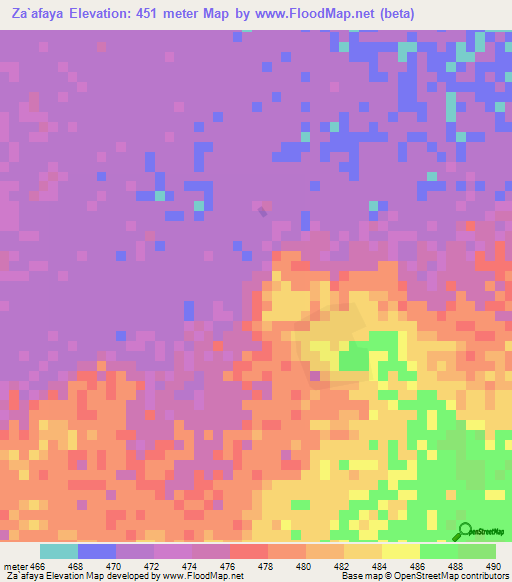 Za`afaya,Sudan Elevation Map