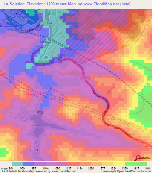 La Soledad,Venezuela Elevation Map
