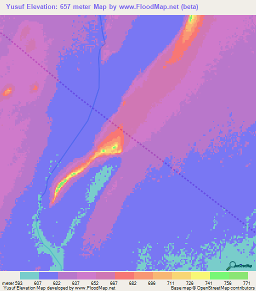 Yusuf,Sudan Elevation Map