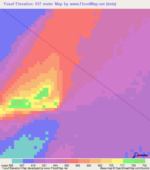 Yusuf,Sudan Elevation Map
