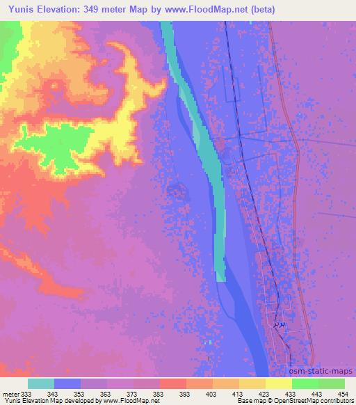 Yunis,Sudan Elevation Map