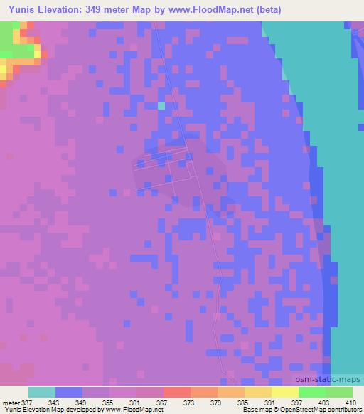 Yunis,Sudan Elevation Map