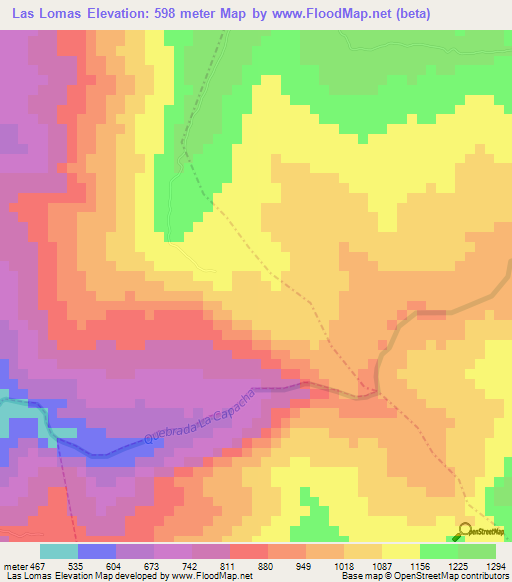 Las Lomas,Venezuela Elevation Map