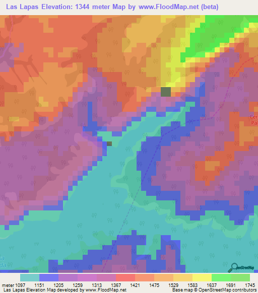 Las Lapas,Venezuela Elevation Map
