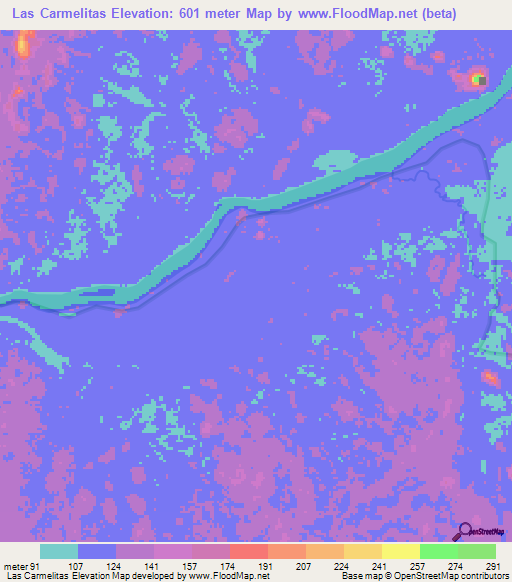 Las Carmelitas,Venezuela Elevation Map