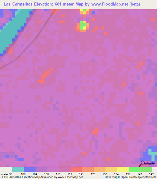 Las Carmelitas,Venezuela Elevation Map