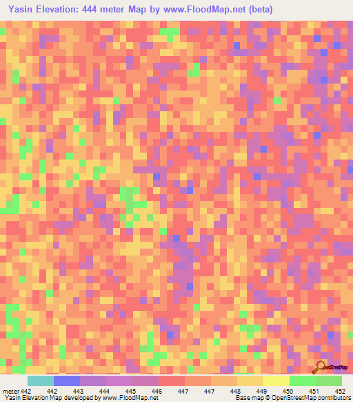 Yasin,Sudan Elevation Map