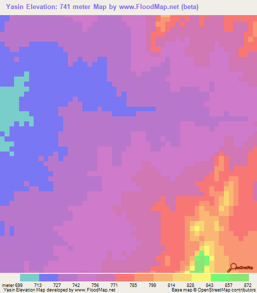 Yasin,Sudan Elevation Map