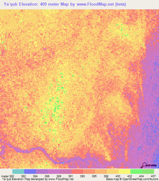 Ya`qub,Sudan Elevation Map