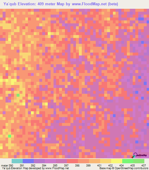 Ya`qub,Sudan Elevation Map