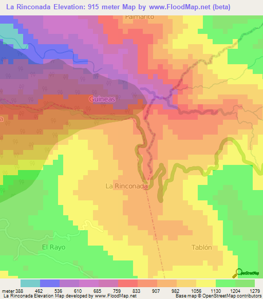 La Rinconada,Venezuela Elevation Map